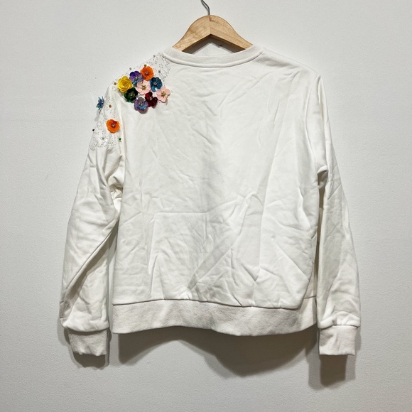 Queen Of Sparkles Popping Champagne Sequin Pearl Crystal Embellished Sweater XS - Picture 4 of 4